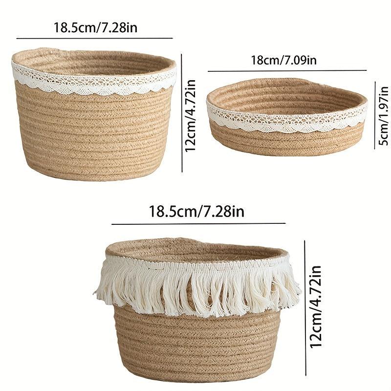 1PC Woven Storage Basket Makeup Supplies Living Room Laundry Bedroom Rope Basket