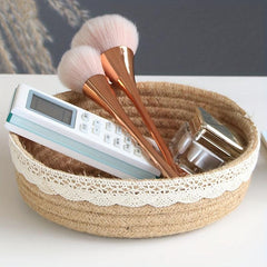 1PC Woven Storage Basket Makeup Supplies Living Room Laundry Bedroom Rope Basket