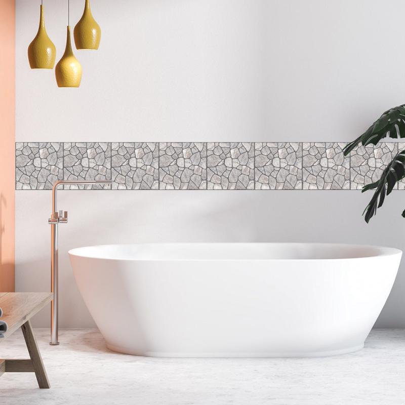 10pcs Stone Patterned Tile Stickers Self Adhesive Waterproof Wall Stickers