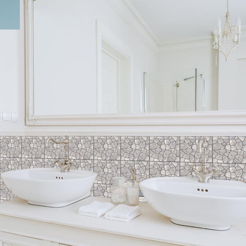 10pcs Stone Patterned Tile Stickers Self Adhesive Waterproof Wall Stickers