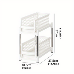 2 Tier Sliding Cabinet Basket Storage Rack