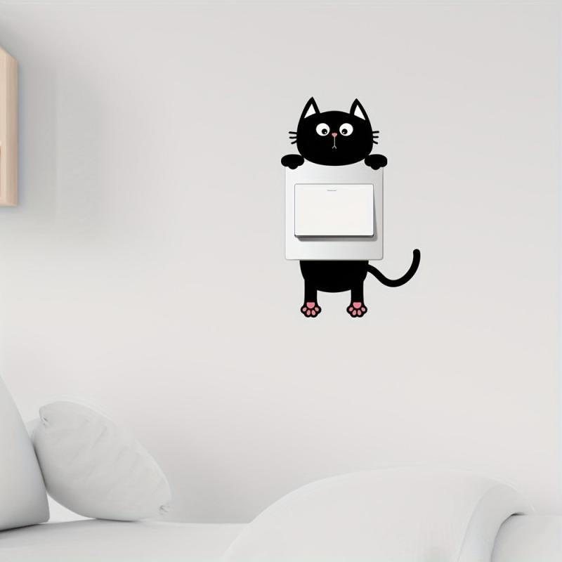 Cat Wall Sticker Switch Decoration Self-adhesive for Bedroom