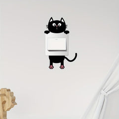 Cat Wall Sticker Switch Decoration Self-adhesive for Bedroom