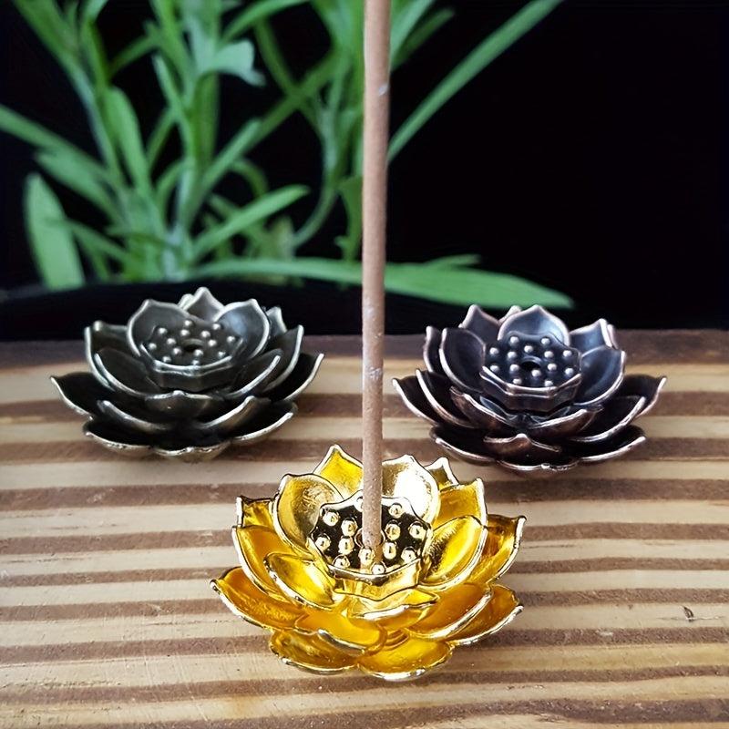 Golden Lotus Incense Holder for Aromatherapy