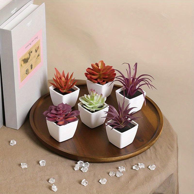 6pcs Mini Artificial Succulent Plants with Pots for Decoration
