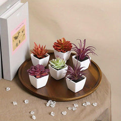 6pcs Mini Artificial Succulent Plants with Pots for Decoration
