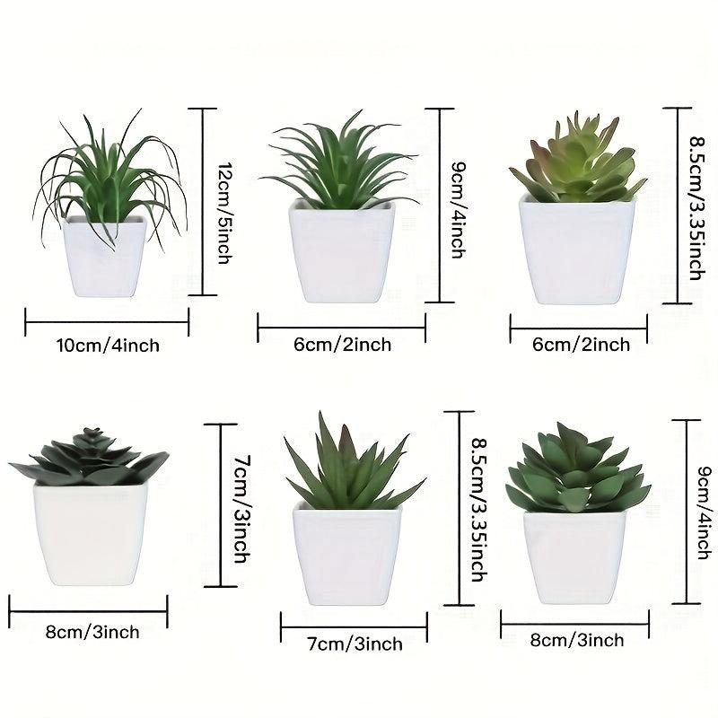 6pcs Mini Artificial Succulent Plants with Pots for Decoration