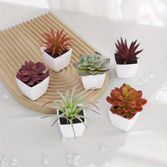 6pcs Mini Artificial Succulent Plants with Pots for Decoration