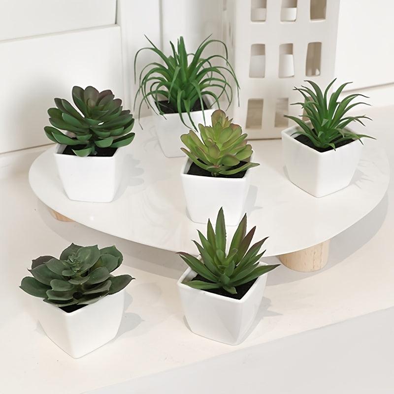 6pcs Mini Artificial Succulent Plants with Pots for Decoration