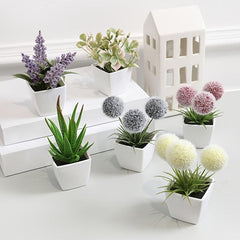 6pcs Mini Potted Artificial Flower Plants for Indoor Decor