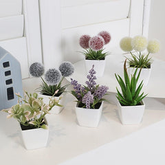 6pcs Mini Potted Artificial Flower Plants for Indoor Decor