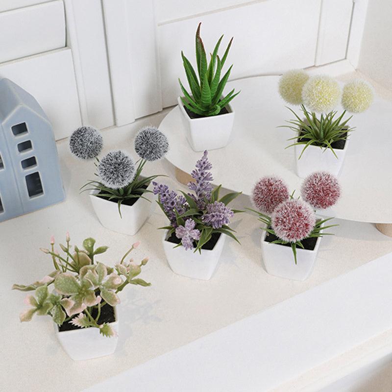 6pcs Mini Potted Artificial Flower Plants for Indoor Decor