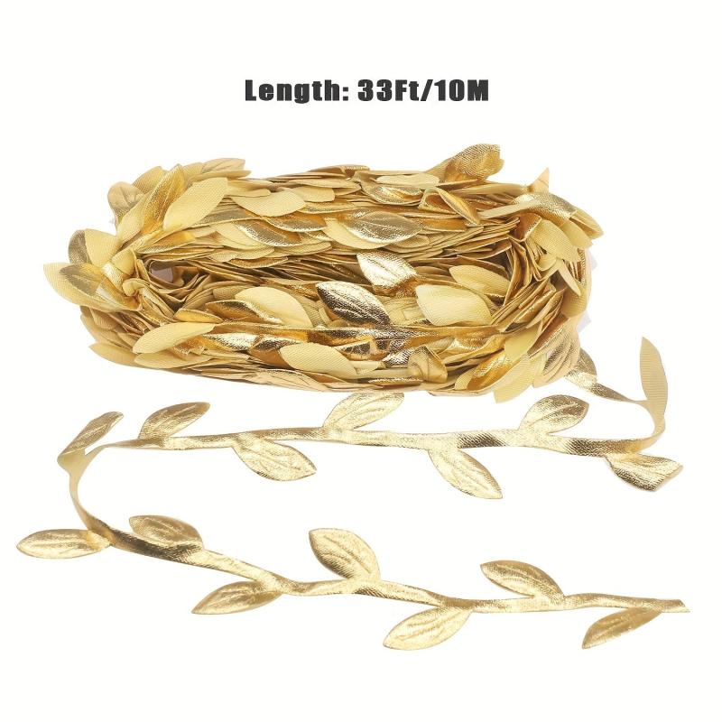 Soleebee Golden Leaf Ribbon 10m Vine Leaves Trim for DIY Party Wedding