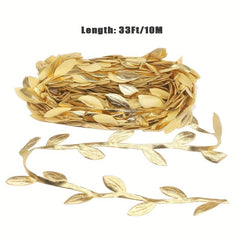 Soleebee Golden Leaf Ribbon 10m Vine Leaves Trim for DIY Party Wedding