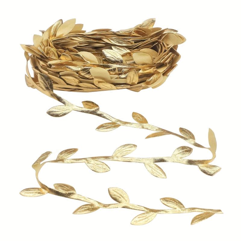 Soleebee Golden Leaf Ribbon 10m Vine Leaves Trim for DIY Party Wedding
