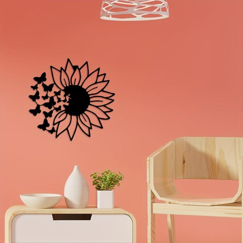 Butterfly Sunflower Wall Decor Metal Hanging Decoration Birthday Party Supplies
