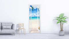 3D Old Wood Door Decal Decorative Mural Waterproo...