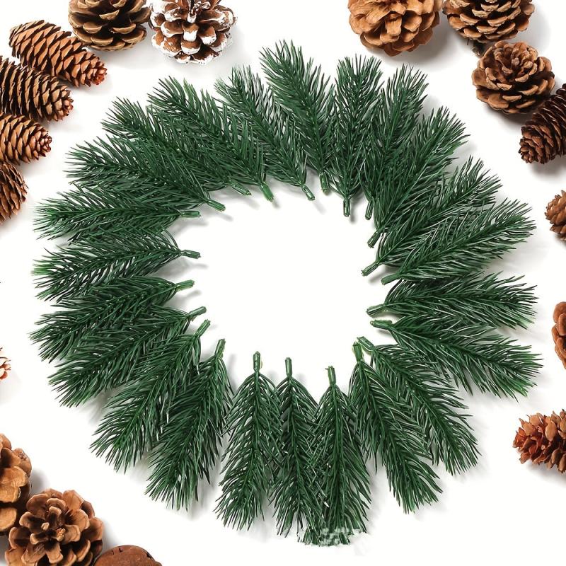 8cm Artificial Pine Branches Christmas Green Plants Pine Needles Branches Garl