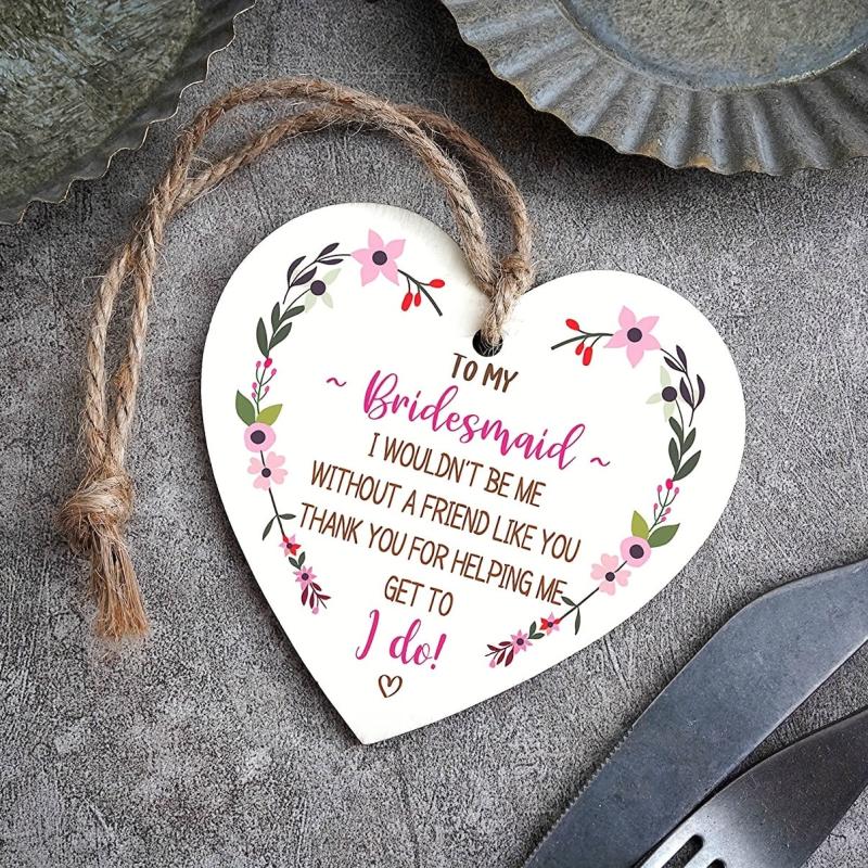 Wooden Hanging Heart Plaque Wedding Sign Bridal Shower Bachelorette Party