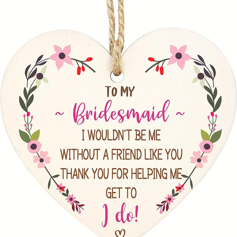 Wooden Hanging Heart Plaque Wedding Sign Bridal Shower Bachelorette Party