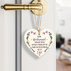Wooden Hanging Heart Plaque Wedding Sign Bridal Shower Bachelorette Party