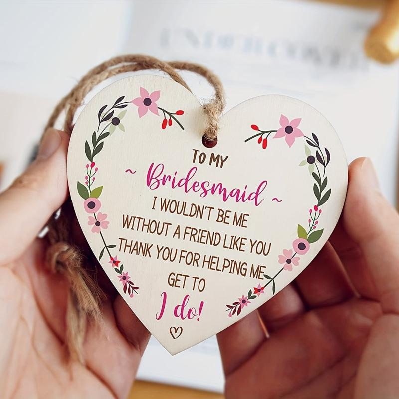 Wooden Hanging Heart Plaque Wedding Sign Bridal Shower Bachelorette Party