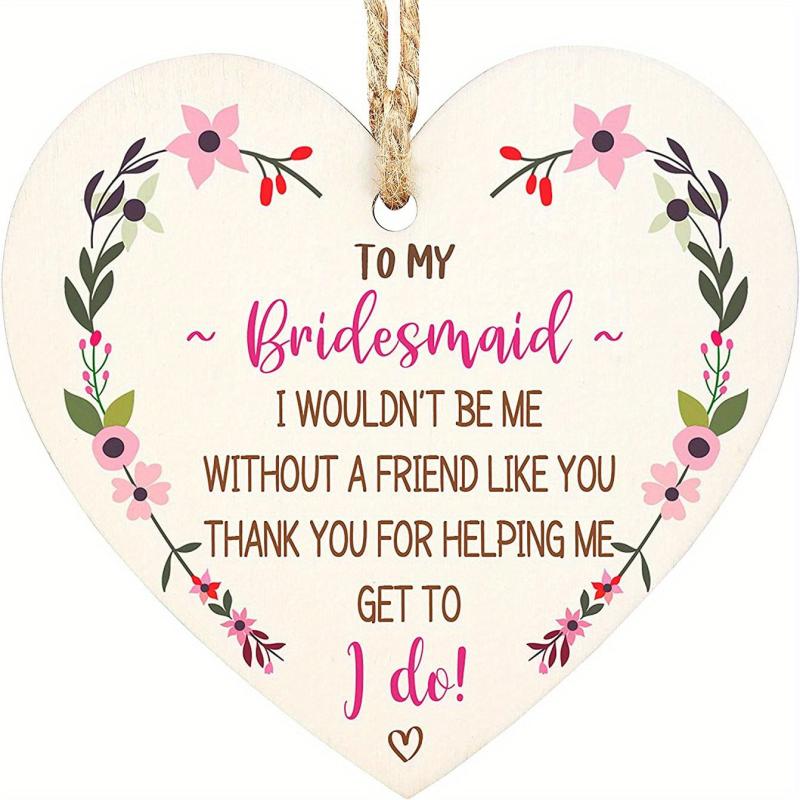 Wooden Hanging Heart Plaque Wedding Sign Bridal Shower Bachelorette Party
