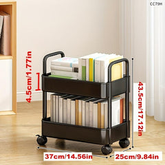 Plastic Storage Rack with Armrests and Wheels for Snacks, Toys, and Sundries