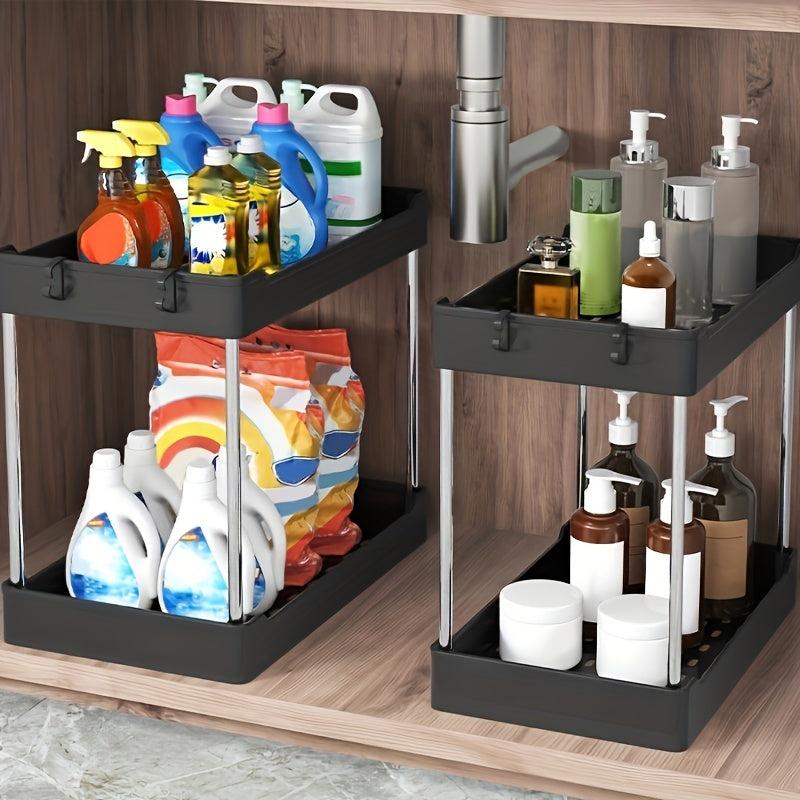 2pc Under Sink Storage Rack 2 layer Standing Storage Shelf