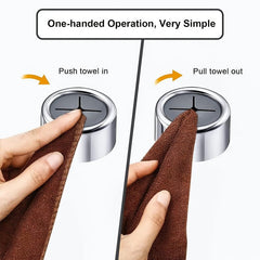 2pcs Self Adhesive Push Towel Hooks for Bathroom - No Drilling Required