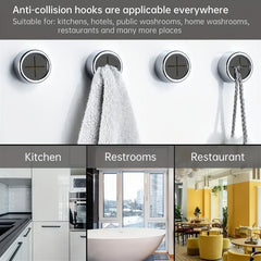 2pcs Self Adhesive Push Towel Hooks for Bathroom - No Drilling Required