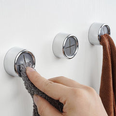2pcs Self Adhesive Push Towel Hooks for Bathroom - No Drilling Required