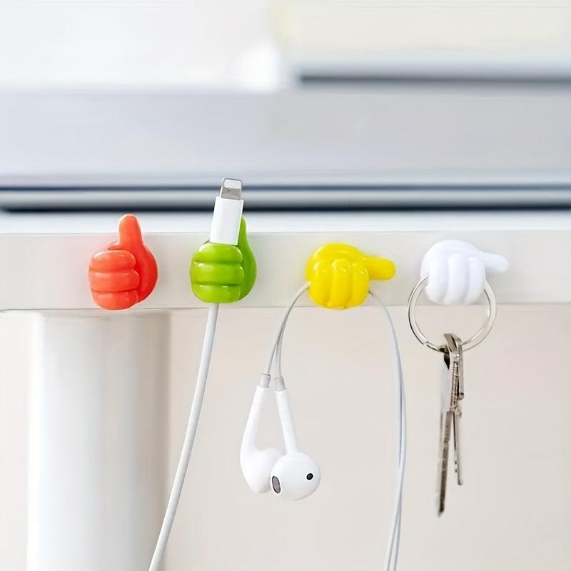 20pcs Multifunctional Thumb Wall Hooks - Adhesive Clip for Cables and Earphones
