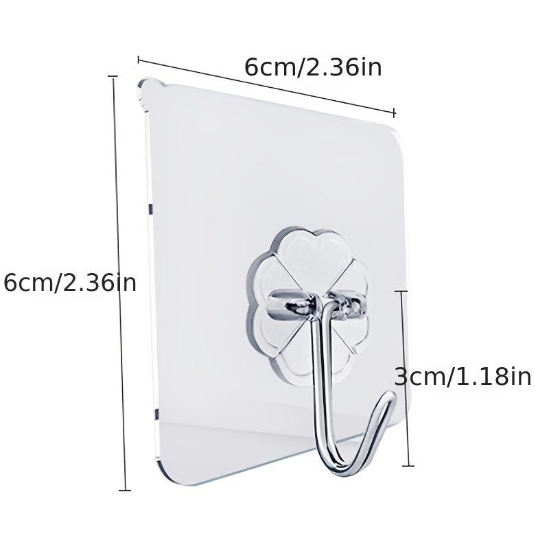 5pcs Transparent Self Adhesive Hook Stainless Steel Hook With Clear Sticker