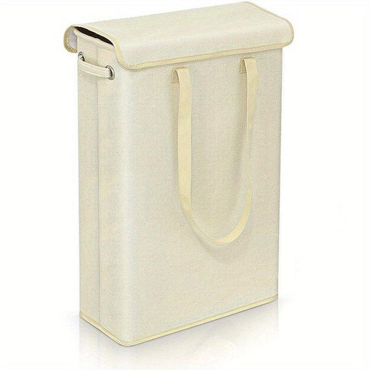Slim Laundry Basket With Lid Tall Thin Laundry Hamper Handles Waterproof Fabric
