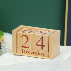 Wooden Perpetual Calendar Blocks Rustic Home Desk Farm Decor