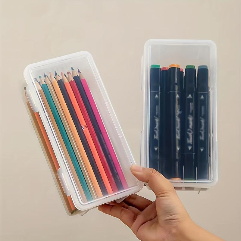 Large Capacity Storage Box w/ Snap Lid - School Supplies Organizer