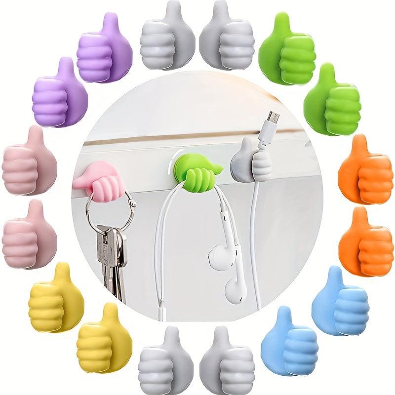 8pcs Thumb Wall Hook Adhesive Cable Clip Key Hook Hangers