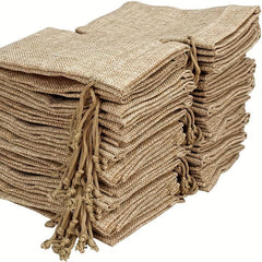 50pcs Burlap Jewelry Bags w/ Drawstring for Gift Storage & DIY Crafts