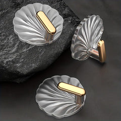 4pcs Shell Shaped Self Adhesive Wall Hooks for Hanging Towels & Coats
