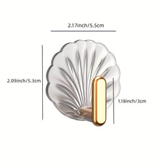 4pcs Shell Shaped Self Adhesive Wall Hooks for Hanging Towels & Coats