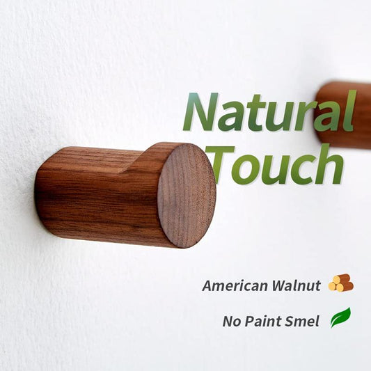 6pcs Wood Wall Hooks Hat Hanger Easy Install Walnut Modern Small Room Decor