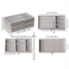 3-Layer Acrylic Jewelry Box with Flannel Layers for Earrings & Rings