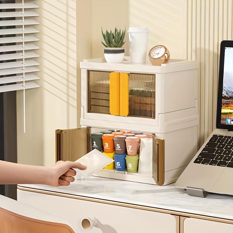 Desktop Folding Storage Box For Office & Home Use Plastic Transparent