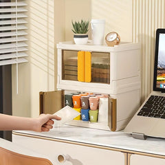 Desktop Folding Storage Box For Office & Home Use Plastic Transparent