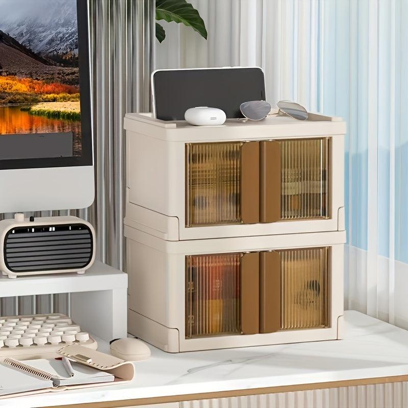 Desktop Folding Storage Box For Office & Home Use Plastic Transparent