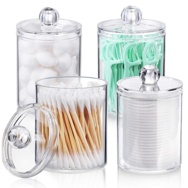 Clear Plastic Swab Holders With Lid - Dust-proof Storage Jars