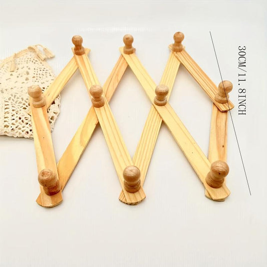 Vintage Wood Wall Mounted Accordion Coat Rack