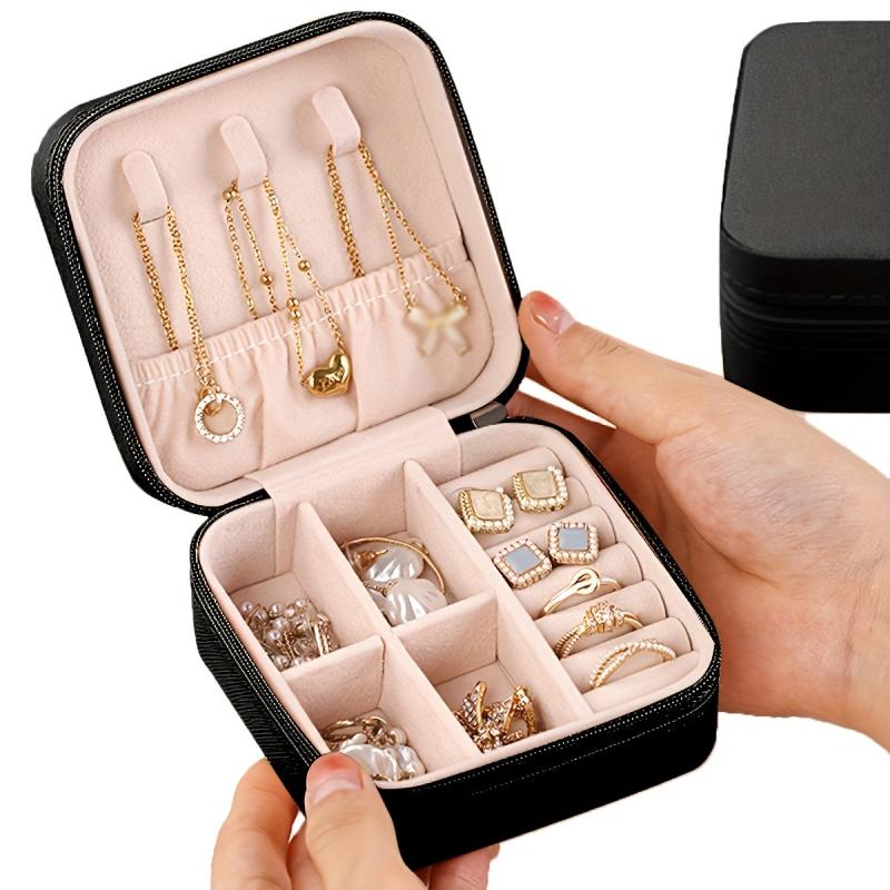 Portable Jewelry Storage Box Travel Earrings Necklace Ring Case