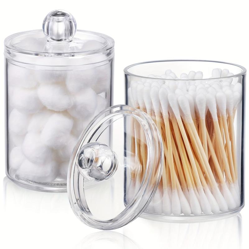 Clear Plastic Qtip Holder Apothecary Jar 10oz
